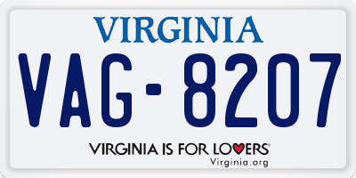VA license plate VAG8207