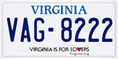 VA license plate VAG8222