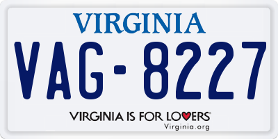 VA license plate VAG8227