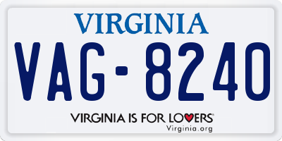VA license plate VAG8240