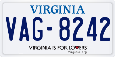 VA license plate VAG8242