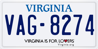 VA license plate VAG8274