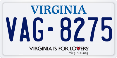 VA license plate VAG8275