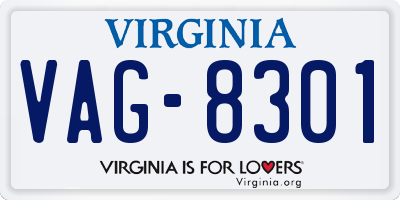 VA license plate VAG8301