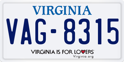 VA license plate VAG8315