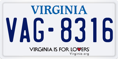 VA license plate VAG8316