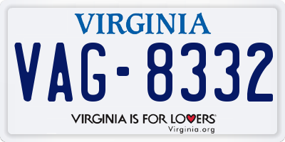VA license plate VAG8332