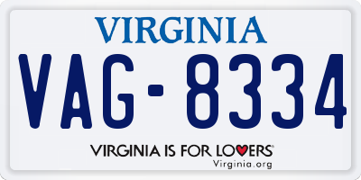 VA license plate VAG8334
