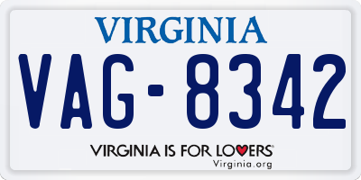 VA license plate VAG8342
