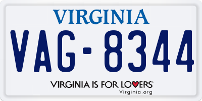 VA license plate VAG8344