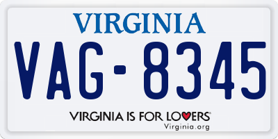 VA license plate VAG8345