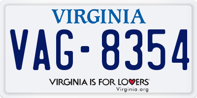 VA license plate VAG8354