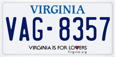 VA license plate VAG8357