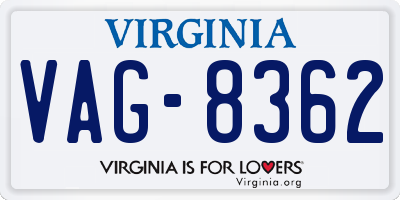 VA license plate VAG8362