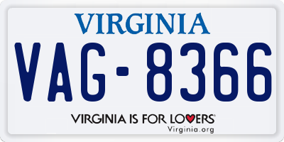 VA license plate VAG8366