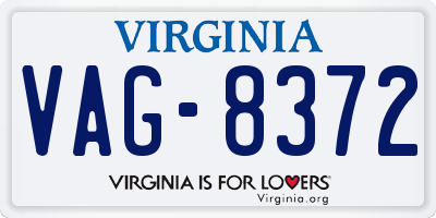 VA license plate VAG8372