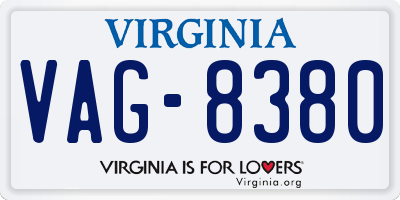VA license plate VAG8380