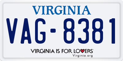 VA license plate VAG8381