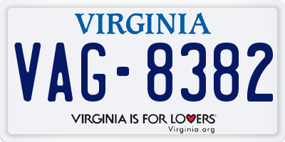 VA license plate VAG8382