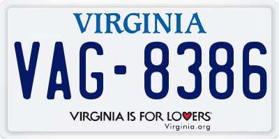 VA license plate VAG8386