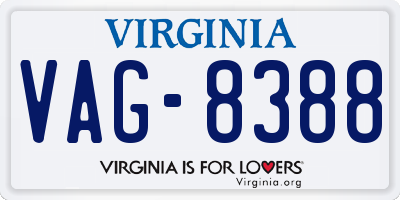 VA license plate VAG8388
