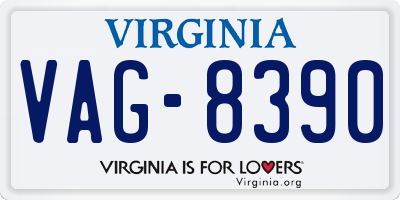 VA license plate VAG8390