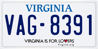 VA license plate VAG8391