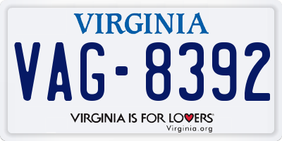 VA license plate VAG8392