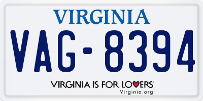 VA license plate VAG8394