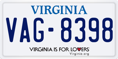 VA license plate VAG8398