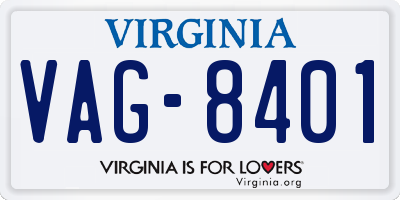 VA license plate VAG8401