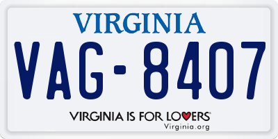 VA license plate VAG8407