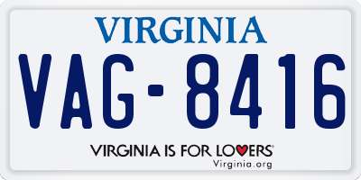 VA license plate VAG8416
