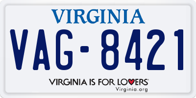 VA license plate VAG8421