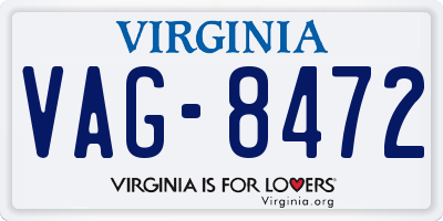 VA license plate VAG8472
