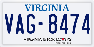 VA license plate VAG8474