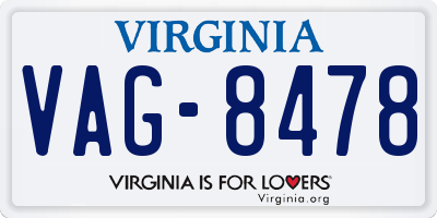 VA license plate VAG8478
