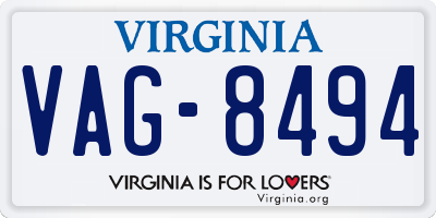 VA license plate VAG8494