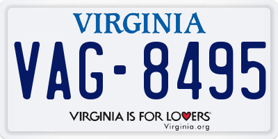 VA license plate VAG8495