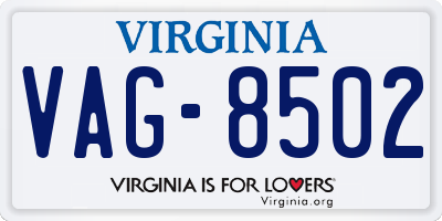 VA license plate VAG8502
