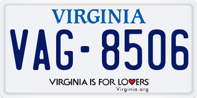 VA license plate VAG8506