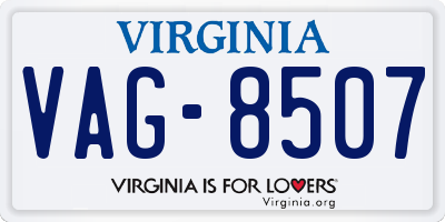 VA license plate VAG8507