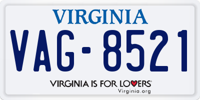 VA license plate VAG8521