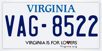 VA license plate VAG8522