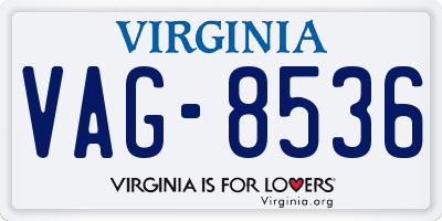 VA license plate VAG8536