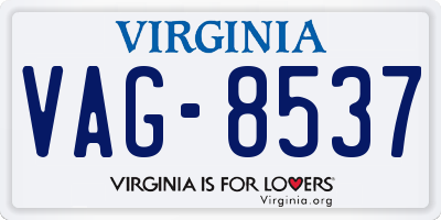VA license plate VAG8537