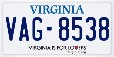 VA license plate VAG8538