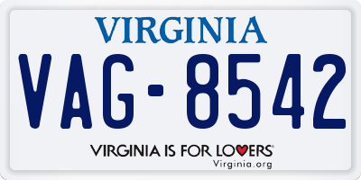 VA license plate VAG8542