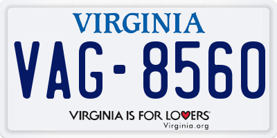 VA license plate VAG8560