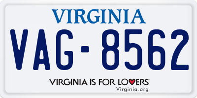 VA license plate VAG8562